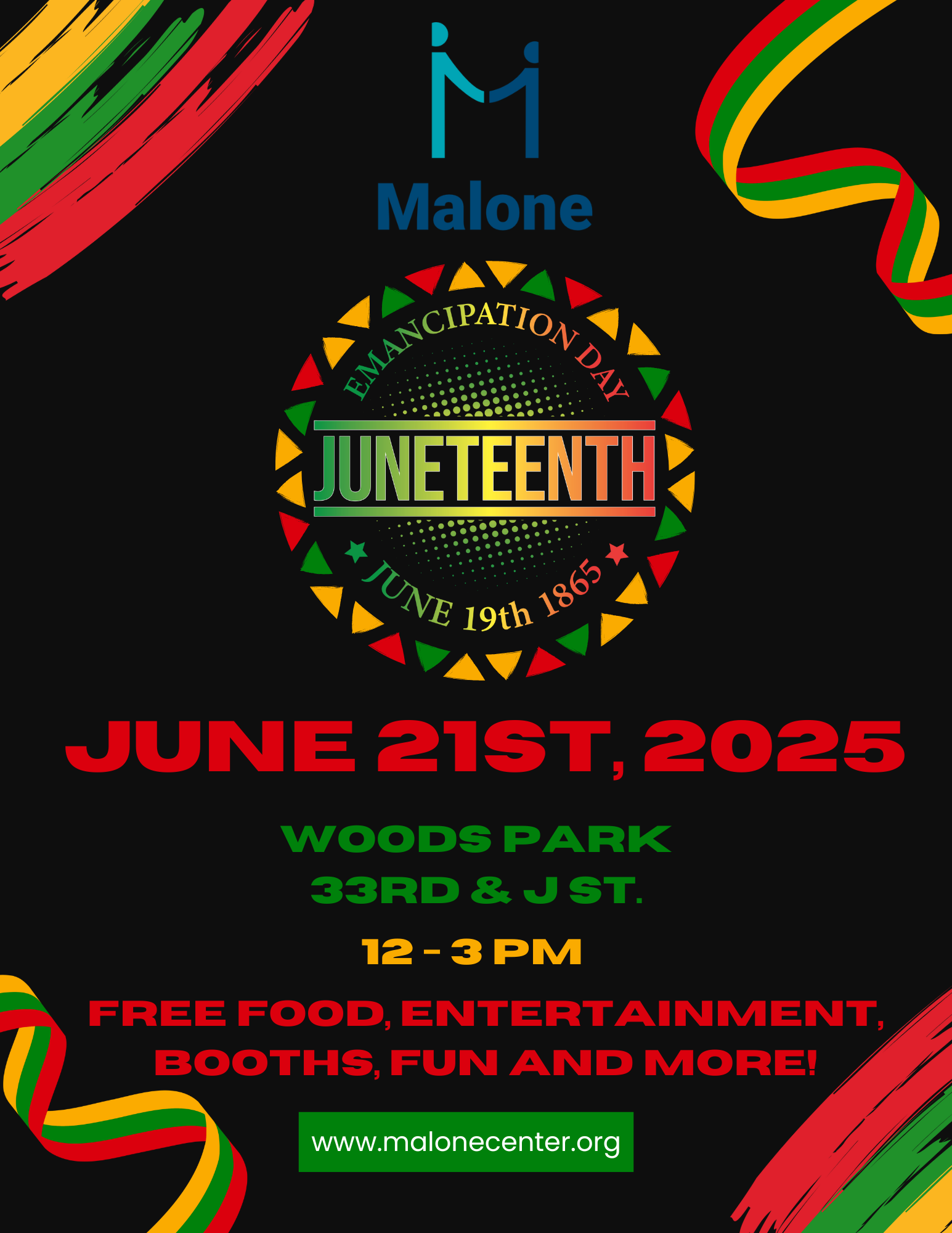 Juneteenth Flyer with info Malone 2023 Juneteenth Event