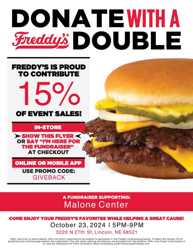 FREDDY’S Malone Center Fundraiser | Wednesday, Oct 23, 2024 - 5:00PM-9:00PM